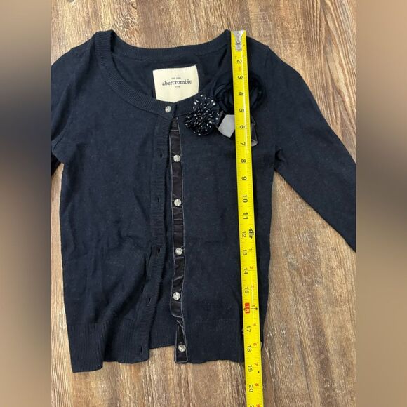 Abercrombie Kids Dark Navy Blue Y2K Cardigan Bow Flower Accent Size XL Preppy - Picture 6 of 9